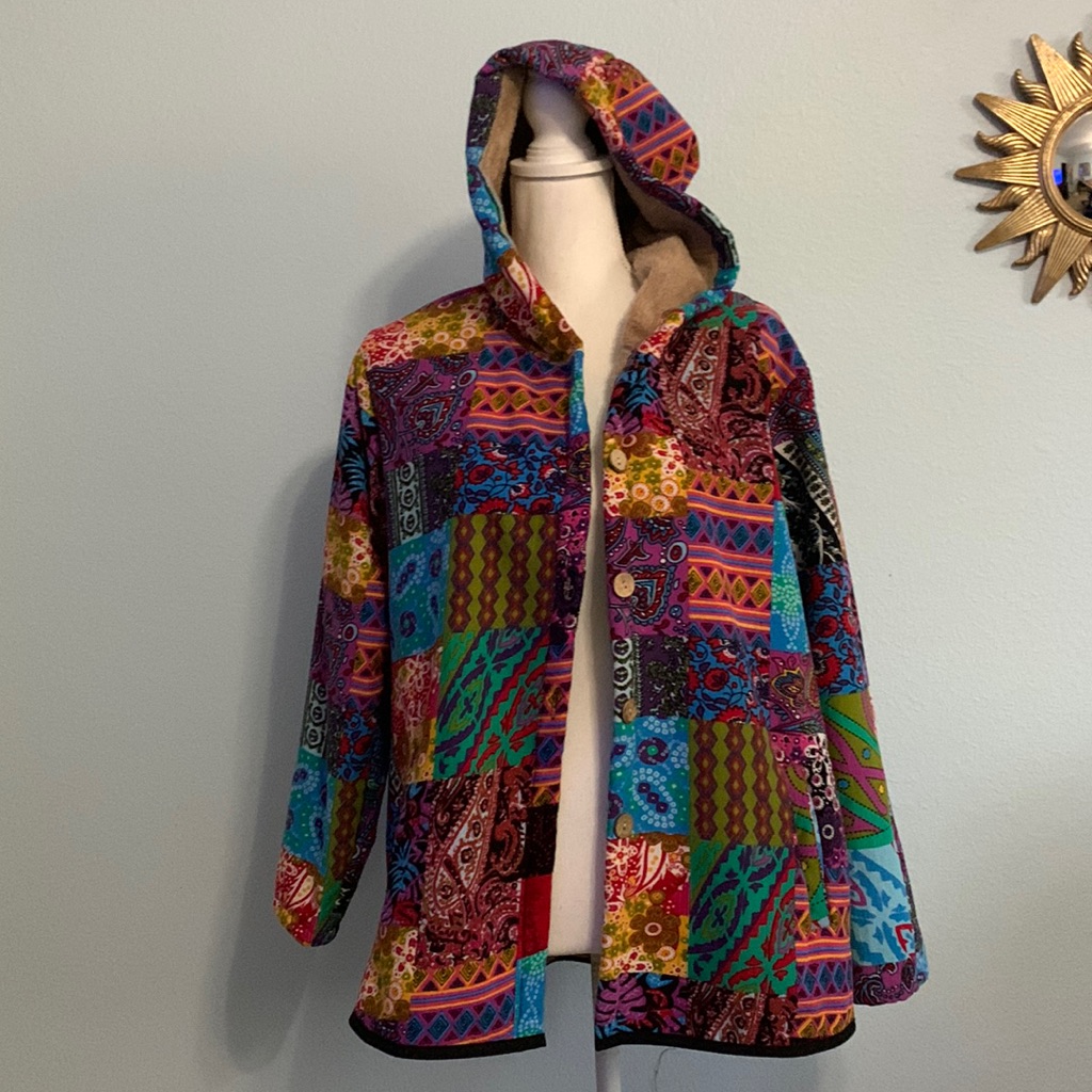 Lined Patchwork Look Jacket/ Hoodie.